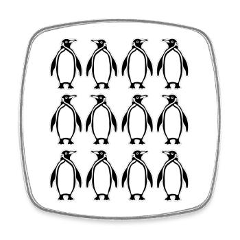 Minimalist Penguin Pattern Design - Square fridge magnet - white - Front