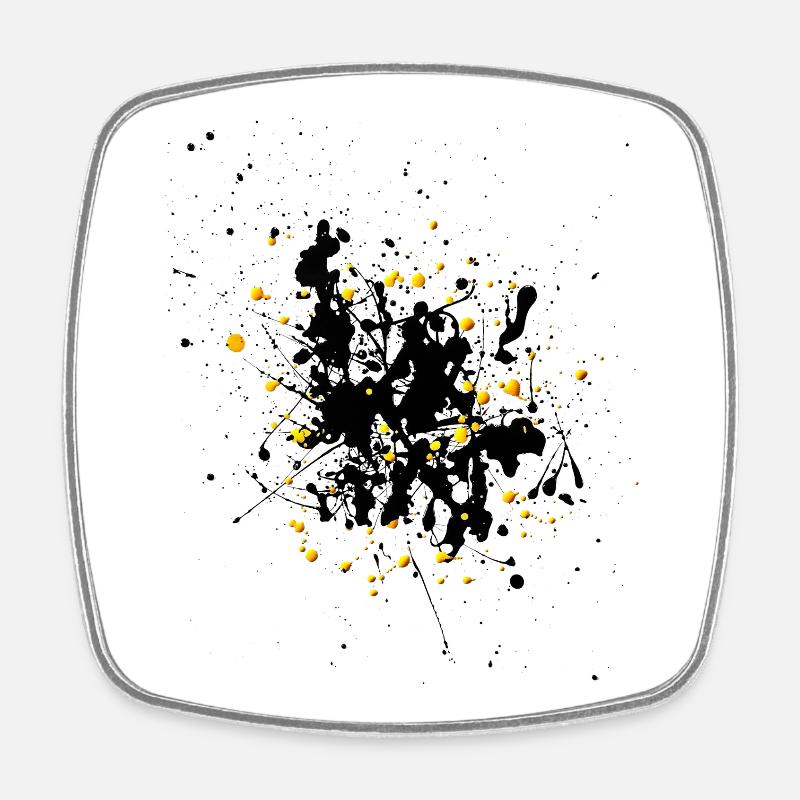 Yellowblack.Splash - Viereckiger Kühlschrankmagnet - Weiß