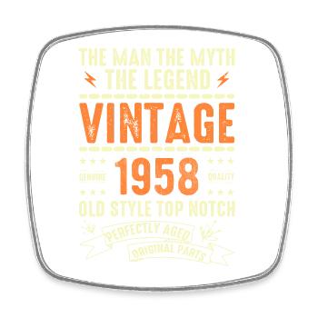 1958 Jubiläumsgeschenk Jahrgang 1958 Vintage 1958 - Viereckiger Kühlschrankmagnet - Weiß - Vorne