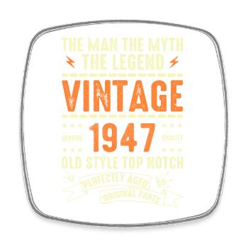 1947 Jubiläumsgeschenk Jahrgang 1947 Vintage 1947 - Viereckiger Kühlschrankmagnet - Weiß - Vorne