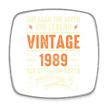 1989 Jubiläumsgeschenk Jahrgang 1989 Vintage 1989 - Viereckiger Kühlschrankmagnet - Weiß - Vorne