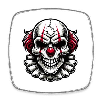 Clown effrayant maléfique Horreur Crâne Design - Magnet carré - blanc - Devant