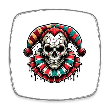Creepy Skull Jester Colorful Horror Clown Hallowee - Square fridge magnet - white - Front