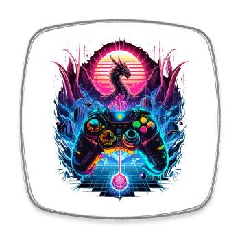 Synthwave Dragon Gaming Fantasy - Magnet carré - blanc - Devant