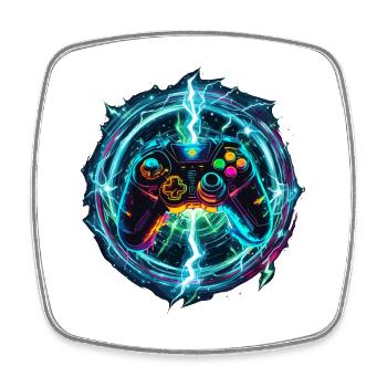 Manette de jeu galactique - Magnet carré - blanc - Devant