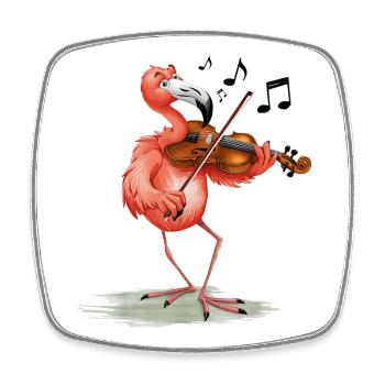 Flamingo Violinist - Square fridge magnet - white - Front