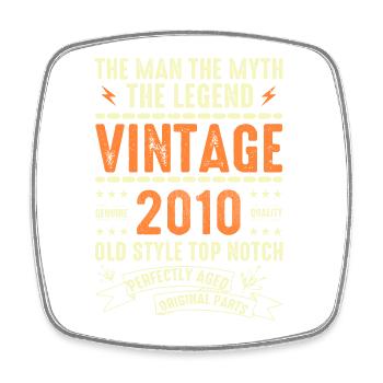 2010 Jubiläumsgeschenk Jahrgang 2010 Vintage 2010 - Viereckiger Kühlschrankmagnet - Weiß - Vorne