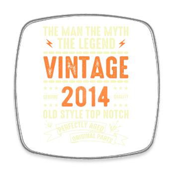 2014 Jubiläumsgeschenk Jahrgang 2014 Vintage 2014 - Viereckiger Kühlschrankmagnet - Weiß - Vorne