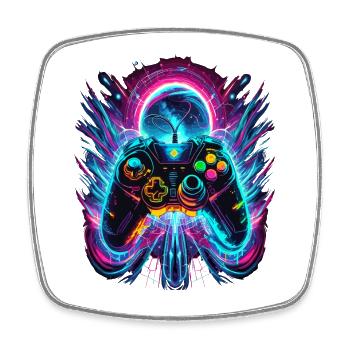 Vibrant Neonfarben Retro Gaming Controller - Viereckiger Kühlschrankmagnet - Weiß - Vorne