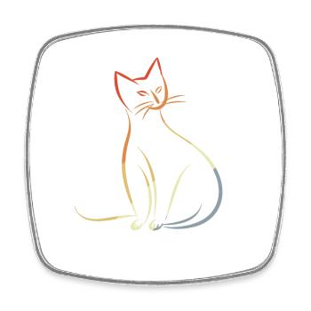 Croquis de chat rétro - Magnet carré - blanc - Devant