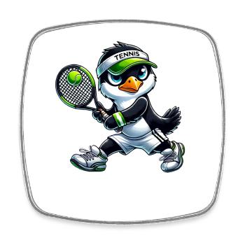 Süßer Pinguin Tennis Tennisspieler Cartoon - Viereckiger Kühlschrankmagnet - Weiß - Vorne