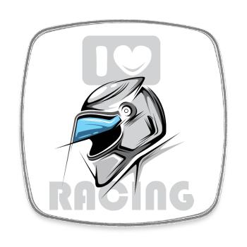 J’aime la course automobile moto icône - Magnet carré - blanc - Devant