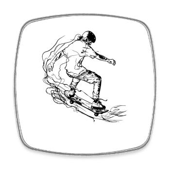 Skater Drawing - Square fridge magnet - white - Front