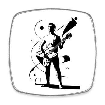Héros musical avec silhouette de guitariste - Magnet carré - blanc - Devant