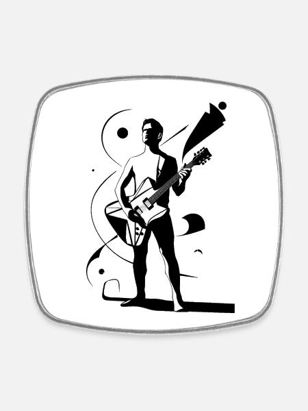 Musical Hero with Guitarist Silhouette - Square fridge magnet - white