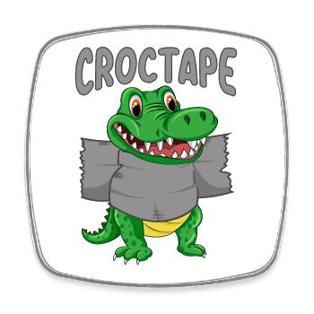 Croc Tape | Krokodil Baby mit Croc Tape - Viereckiger Kühlschrankmagnet - Weiß - Vorne