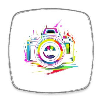 Appareil photo Retrowave - Magnet carré - blanc - Devant