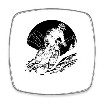 Mountain Biker Graphic - Square fridge magnet - white - Front
