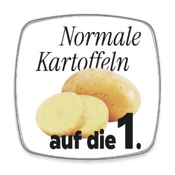 Normale Kartoffeln auf die 1. - Viereckiger Kühlschrankmagnet - Weiß - Vorne