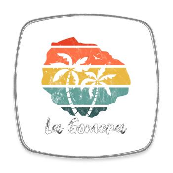 La Gomera outline map Canary Islands retro vintage - Square fridge magnet - white - Front