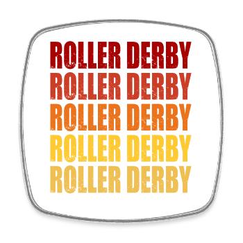 Roller Derby Retro Vintage Grafik - Viereckiger Kühlschrankmagnet - Weiß - Vorne