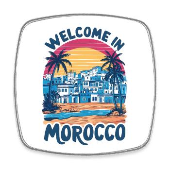 Sunset over Moroccan Village - Square fridge magnet - white - Front
