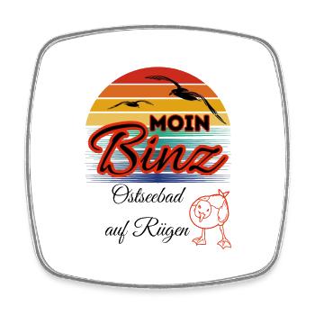 Moin Binz mit Möwe im Retro Style-Insel Rügen/Binz - Viereckiger Kühlschrankmagnet - Weiß - Vorne