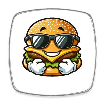 Cool hamburger cheeseburger with sunglasses - Square fridge magnet - white - Front