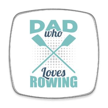 Rowing father - Square fridge magnet - white - Front