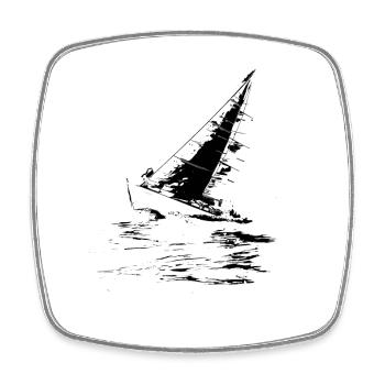 Sailboat - Square fridge magnet - white - Front