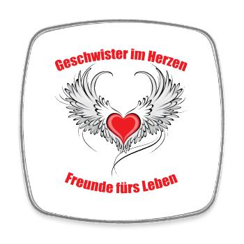 Geschwister im Herzen Freunde fürs Leben - Viereckiger Kühlschrankmagnet - Weiß - Vorne