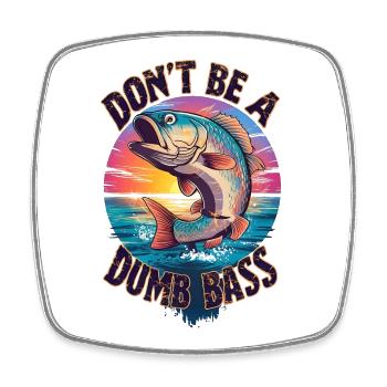 Don't think like a dumb fish - Square fridge magnet - white - Front