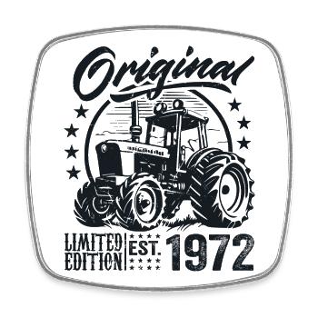 Original 1972 Anniversaire 1972 Fermier Tracteur - Magnet carré - blanc - Devant