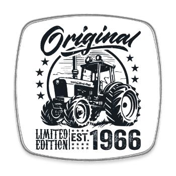 Original 1966 Birthday 1966 Farmer Tractor - Square fridge magnet - white - Front