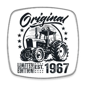 Original 1967 Anniversaire 1967 Fermier Tracteur - Magnet carré - blanc - Devant