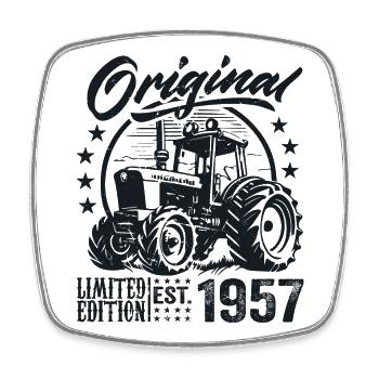 Original 1957 Geburtstag 1957 Farmer Traktor - Viereckiger Kühlschrankmagnet - Weiß - Vorne