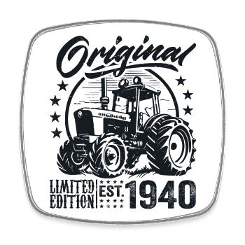 Original 1940 Geburtstag 1940 Farmer Traktor - Viereckiger Kühlschrankmagnet - Weiß - Vorne