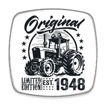 Original 1948 Geburtstag 1948 Farmer Traktor - Viereckiger Kühlschrankmagnet - Weiß - Vorne