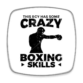 Boxer garçon - Magnet carré - blanc - Devant