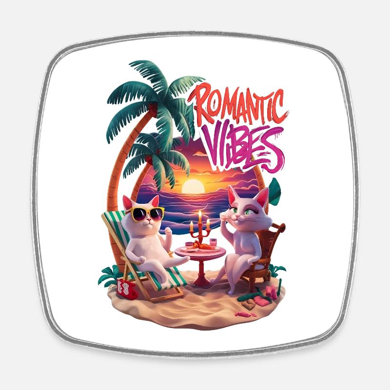 Romantic Beach Hangovers - Square fridge magnet - white