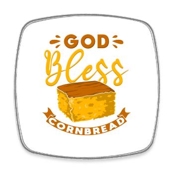 God Bless Cornbread - Square fridge magnet - white - Front
