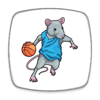 Rat Basketball Player Basketball - Square fridge magnet - white - Front