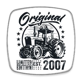 Original 2007 Jubiläum 2007 Farmer Traktor - Viereckiger Kühlschrankmagnet - Weiß - Vorne