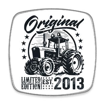 Original 2013 Geburtstag 2013 Farmer Traktor - Viereckiger Kühlschrankmagnet - Weiß - Vorne