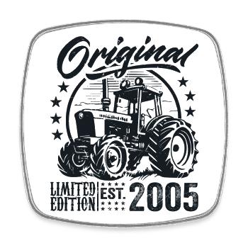 Original 2005 Jubiläum 2005 Farmer Traktor - Viereckiger Kühlschrankmagnet - Weiß - Vorne