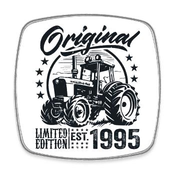 Original 1995 Jubiläum 1995 Farmer Traktor - Viereckiger Kühlschrankmagnet - Weiß - Vorne