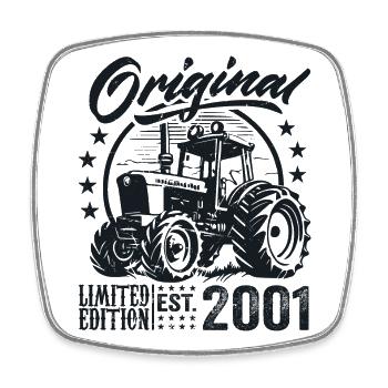 Original 2001 Jubiläum 2001 Farmer Traktor - Viereckiger Kühlschrankmagnet - Weiß - Vorne