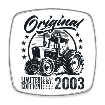 Original 2003 Anniversary 2003 Farmer Tractor - Square fridge magnet - white - Front
