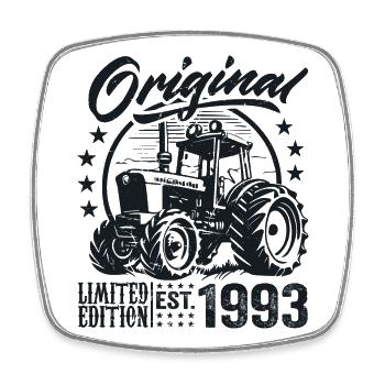 Original 1993 Anniversaire 1993 Fermier Tracteur - Magnet carré - blanc - Devant