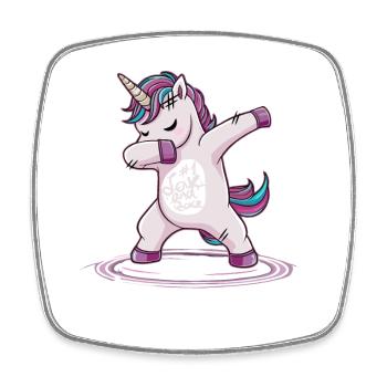 drôle dabbing danse licorne - Magnet carré - blanc - Devant